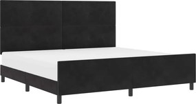 vidaXL Boxrugós ágy fejtámlával Fekete 200 x 200 cm Bársony