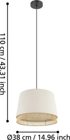 EGLO 43975 TABLEY Ernyős Függesztett Lámpa Bézs, Barna, Fekete E27 IP20