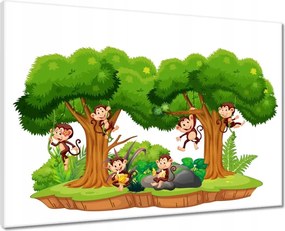 Vászonkép 70x50 Játékos majmok a dzsungelben