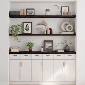 sötétbarna kezelt tömör tölgyfa fali polc 160 x 40 x (2-4) cm