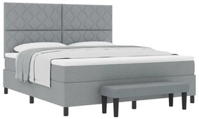Világosszürke Box Spring Ágy Matrac &amp; Pad 180x200 cm Szövet