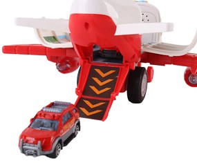 Tűzoltó szállító repülőgép, 4 tűzoltóautóval, kiegészítőkkel, fény- és hanghatásokkal