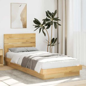 ágykeret fejtámlával matrac nélkül 80x200 cm tömör fa tölgyfa