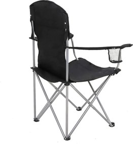 2db Kemping szék, fekete, pohártartóval, 150 kg-ig terhelhető