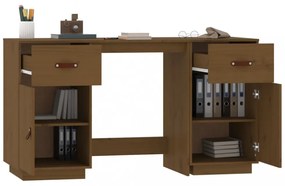 vidaXL mézbarna tömör fenyőfa íróasztal szekrényekkel 135 x 50 x 75 cm