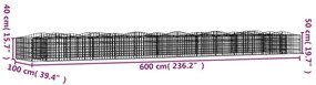 íves horganyzott vas gabion magaságyás 600x100x50 cm