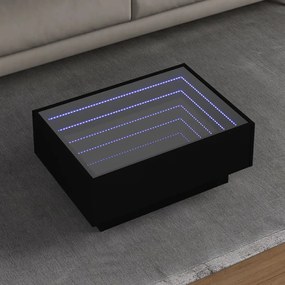 Fekete szerelt fa dohányzóasztal 70 x 50 x 30 cm