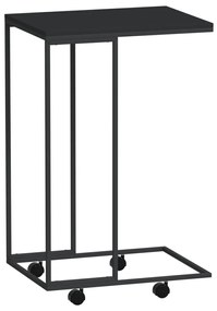 Fekete szerelt fa kisasztal kerekekkel 40 x 30 x 63,5 cm