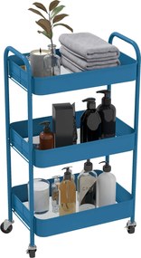 HOMCOM Görgős Segédkocsi 3 Kosárral és Acél Vázal Nappalihoz, Hálószobához, Irodához, Konyhához 45x30.6x79 cm | Aosom