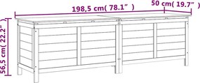 vidaXL fehér tömör fenyőfa kerti tárolóláda 198,5 x 50 x 56,5 cm