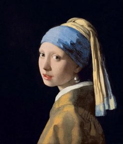 Jan (1632-75) Vermeer - Festmény reprodukció Gyöngyös lány, (35 x 40 cm)