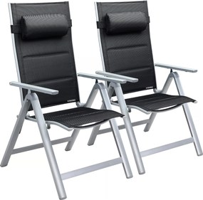 Deuba 2 darabos Premium alumínium fotel szett - ezüst