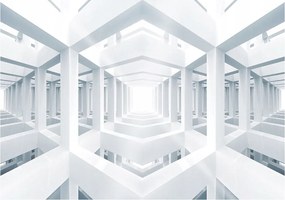 Fotótapéta Fehér Alagút Geometrikus Minimalizmus Perspektíva 368x254 +ragasztó