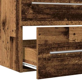 Mosdókagylós szekrény fiókkal 2 pcs Régi fa 80 x 38.5 x 48 cm