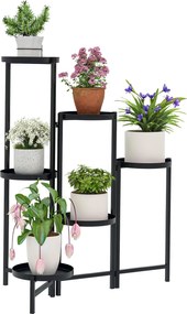 Outsunny 6-rétegű Növénytartó, Összecsukható Virágtartó Benti Használatra, Fém Növényállvány, Több Rétegű Virágtartó, 80 cm Magas Viráglétra Kert Erké