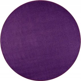 Kerek egyszínű szőnyeg nappaliba 133cm, lila, puha szőrrel