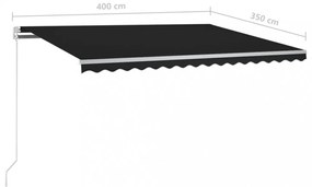 antracitszürke kézzel kihúzható napellenző 400 x 350 cm