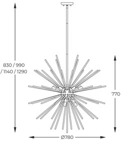 Zuma Line P0491-09C-F7BC - Csillár rúdon URCHIN 9xG9/42W/230V arany/fekete