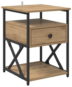 Éjjeliszekrény fiókkal kézműves tölgy 40 x 42 x 55 cm Faanyag