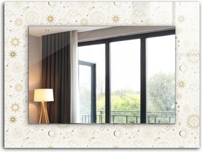 Dekoratív fali tükör nyomott mintás dekoráció 80x60 cm Nap hold csillagok