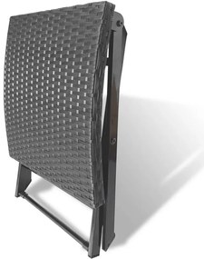 Fekete összecsukható polyrattan ülőke