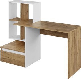 Számítógépasztal, artisan tölgy/fehér, NEREO NEW