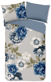 Kék-szürke egyszemélyes flanel ágyneműhuzat 140x200 cm Gabin – Good Morning