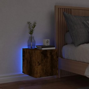 füstös tölgy színű fali TV-szekrény LED-ekkel 30,5x35x30 cm