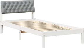 vidaXL Ágykeret Fehér és világosszürke 90 x 190 cm Tömör fenyőfa