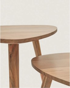 Akácfa tárolóasztal szett 2 db-os 60x61 cm Duvani – Kave Home