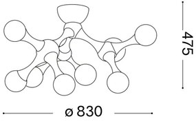 Ideal Lux - LED Felületre szerelhető csillár NODINO 9xG9/3W/230V fényezett króm/fehér