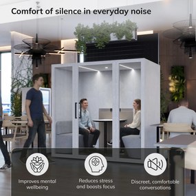 INBOX akusztikai irodai fülke 4 személyes, 2200 × 2200 × 1220 mm