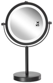 Fekete sminktükör beépített LED világítással ø 17 cm TUCHAN Beliani