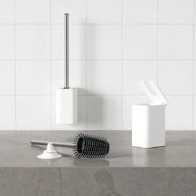 Fehér öntapadós újrahasznosított műanyag WC-kefe Flex Adhesive – Umbra