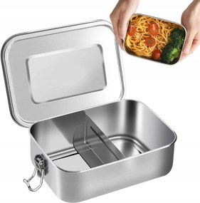 Légmentesen záródó uzsonnás doboz csatokkal az iskolába Rozsdamentes Acél