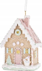 Karácsonyi medál házikó karácsonyfa dísz pasztell karácsony