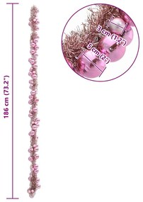 Karácsonyi gömb girland Rózsaszín 186 cm Polisztirol