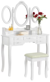 Fehér színű "Elsa" fésülködő asztalka tükörrel és székkel
