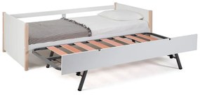 Fehér-natúr színű borovi fenyő gyerekágy kihúzható pótággyal 90x190 cm Kiara – Marckeric
