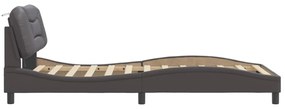 szürke műbőr ágykeret LED-világítással 100 x 200 cm