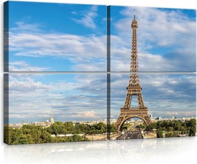 Vászonkép 120x80 Eiffel-torony Párizs Franciaország tájkép építészet ég felhők