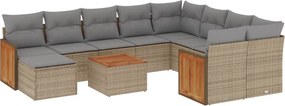 vidaXL 11 részes bézs polyrattan kerti ülőgarnitúra párnákkal