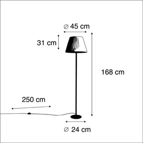 Modern állólámpa fekete fehér redős árnyékolóval 45 cm - Simplo