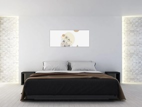 Kép - Bézs virágok pillangóval N⁰4 (120x50 cm)