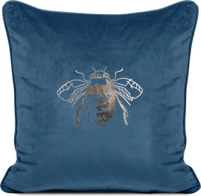 Párnahuzat 45x45 cm kék méhecske dekoratív velúr párna