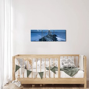 A világítótorony és a tenger képe (órával) (90x30 cm)