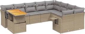 vidaXL 10 részes bézs polyrattan kerti ülőgarnitúra párnával