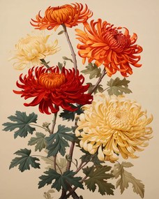 Poszter 40x50cm Tåncoló krizantémok