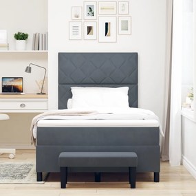 Box Spring Ágy Matraccal és Paddal Sötétszürke 120x190 cm Bársony