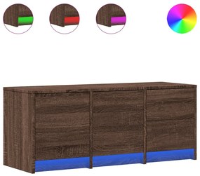 barna tölgy színű szerelt fa TV-szekrény LED-del 97x34x40 cm